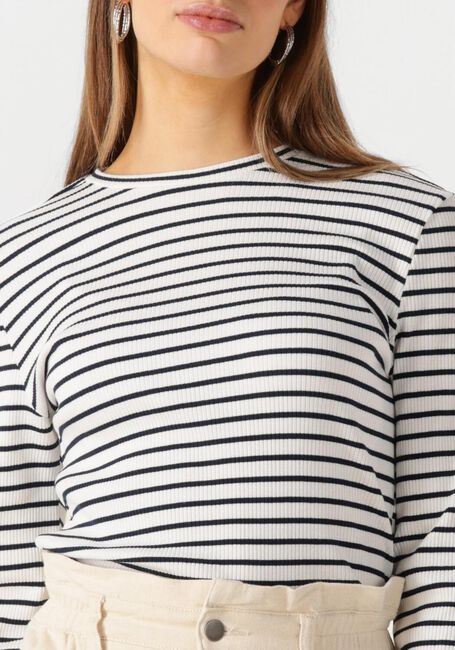 Weiße COLOURFUL REBEL T-shirt JESSIE STRIPE RIB LONG SLEEVE TOP - large