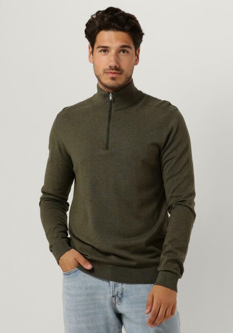 Dunkelgrün SELECTED HOMME Pullover SLHBERG HALF ZIP CARDIGAN NOOS - large