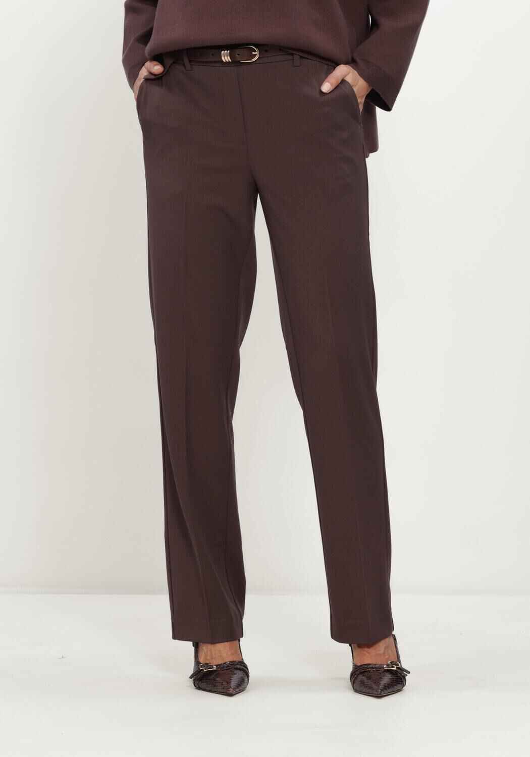 Braune OBJECT Hose OBJLISA MW STRAIGHT PANT NOOS - large