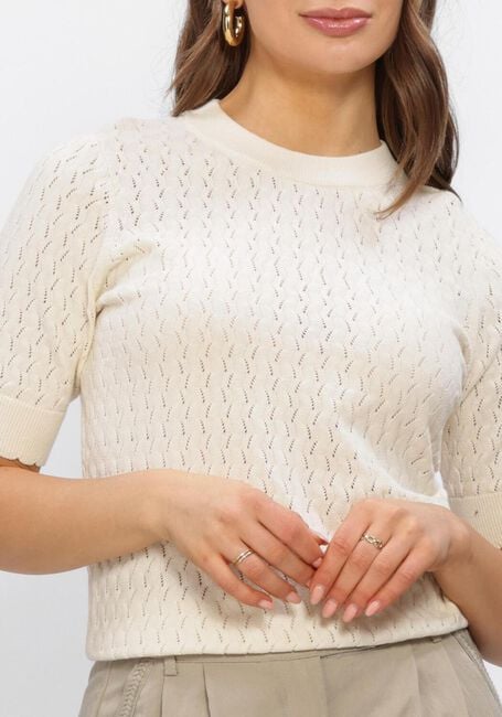 Ecru OBJECT Pullover OBJFLAUNY S/S RE KNIT TOP - large