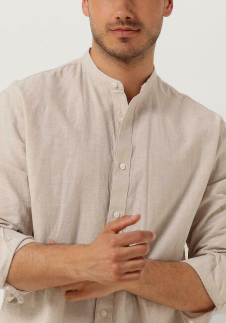 Beige SELECTED MEN Casual-Oberhemd SLHREGNEW-LINEN SHIRT LS BAND - large