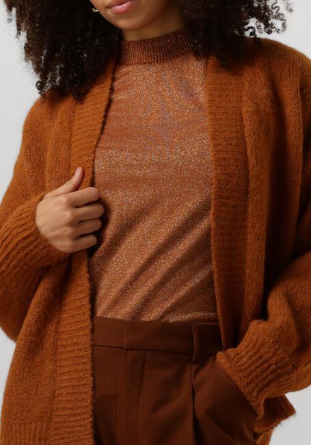 Braune SUMMUM Strickjacke PUFF SLEEVE CARDIGAN COZY MELANGE KNIT - large