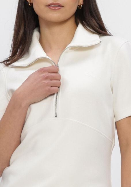 Ecru CALVIN KLEIN Minikleid SS SPACER MIXED MEDIA RIB MOCK - large