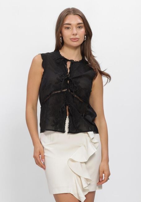 Schwarze ROUGE EDIT Tops & T-shirts ROUIVY S/L TIE NECK TOP - large