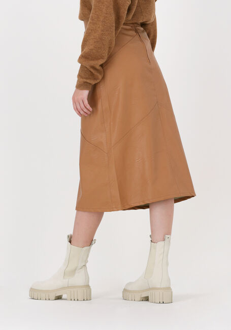 Cognacfarbene 10DAYS Midirock VEGAN LEATHER SKIRT - large