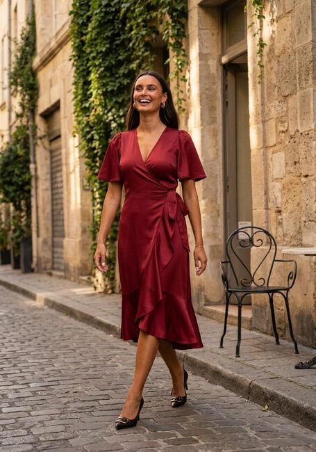 Rote Y.A.S. Midikleid YASTHEA 2/4 MIDI WRAP DRESS S. - large