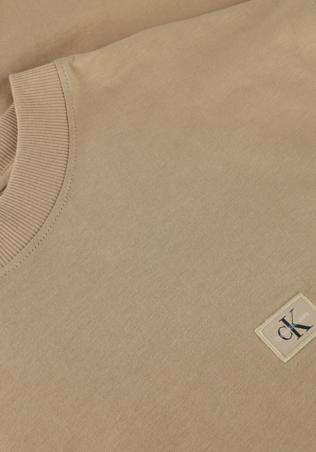 Beige CALVIN KLEIN T-shirt WOVEN LABEL RELAXED TEE - large