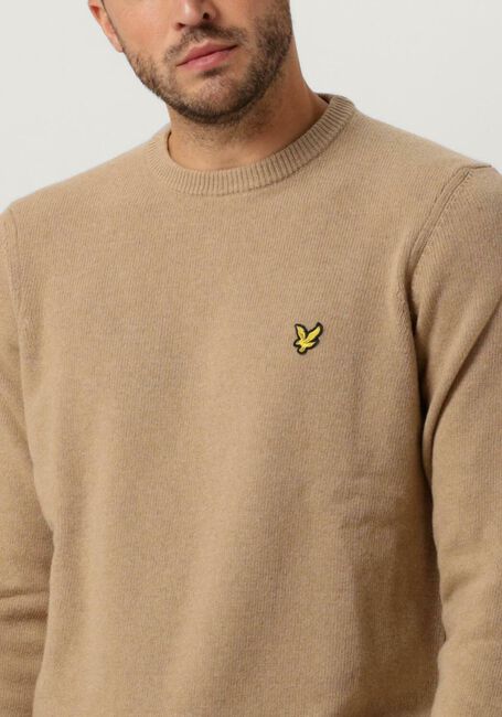 Beige LYLE & SCOTT Pullover CREW NECK LAMBSWOOL BLEND JUMPER - large
