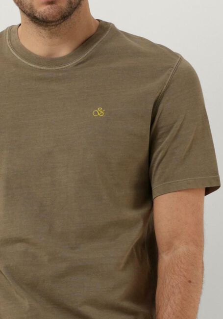 Khaki SCOTCH & SODA T-shirt GARMENT DYE LOGO EMBROIDERY TEE - large