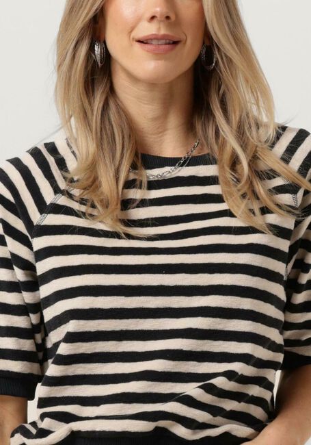 Schwarze BY-BAR Top NEVA SLUB STRIPE TOP - large
