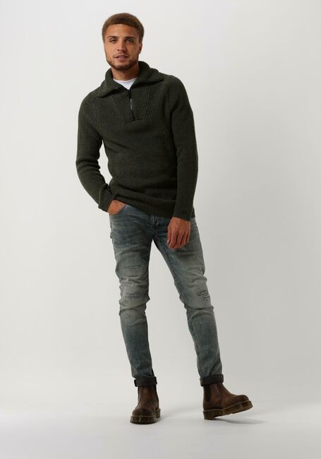 Grüne CAST IRON Pullover HALF ZIP COLLAR COTTON BOUCLE MOULINE - large