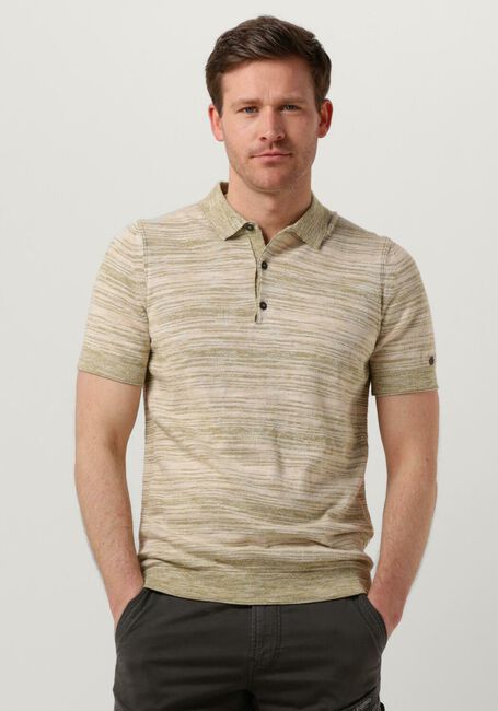 Grüne CAST IRON Polo-Shirt SHORT SLEEVE POLO COTTON SLUB STRIPE KNITTED POLO - large