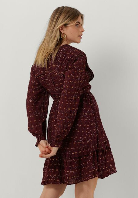 Rote SCOTCH & SODA Minikleid LONG SLEEVED LUREX JACQUARD RUFFLE DRESS WITH V-NECK - large