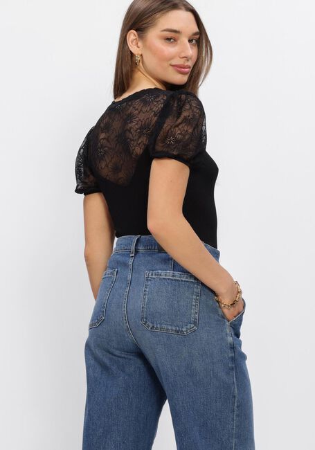 Schwarze ROSEMUNDE T-shirt BEATHA FULL LACE V-NECK T-SHIRT - large