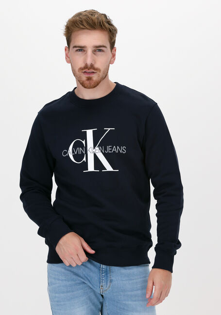 Blaue CALVIN KLEIN Sweatshirt ICONIC MONOGRAM CREWNECK - large