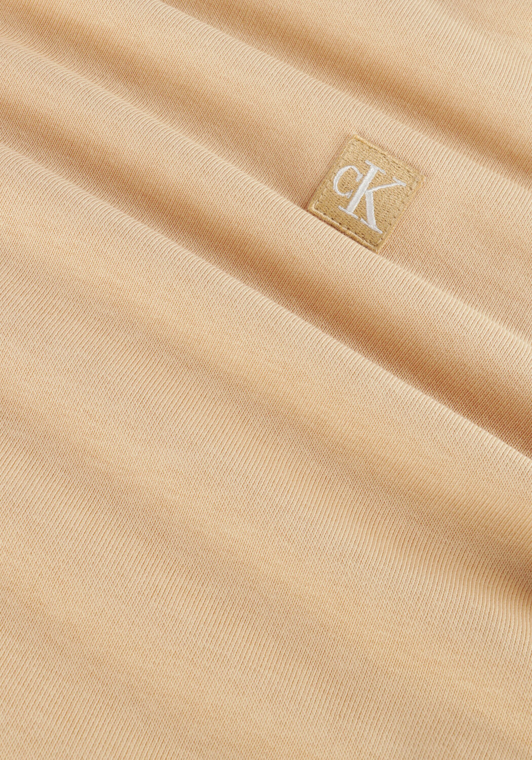 Sand CALVIN KLEIN Pullover CK EMBRO BADGE CREW NECK - large