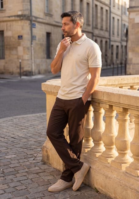 Beige LACOSTE Polo-Shirt REGULAR FIT COTTON BLEND POLO SHIRT - large