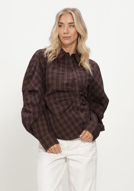 Braune NOTRE-V Blusen NV-ISA BIG CHECK - large