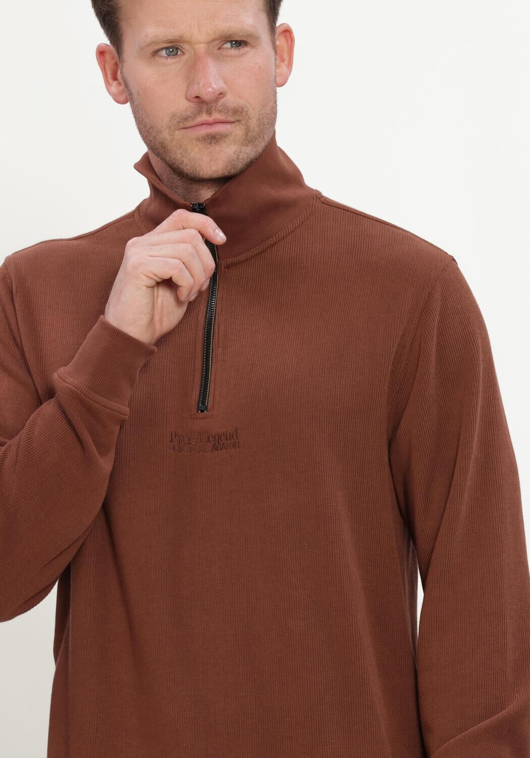 Braune PME LEGEND Pullover HALF ZIP COLLAR FLAT - large