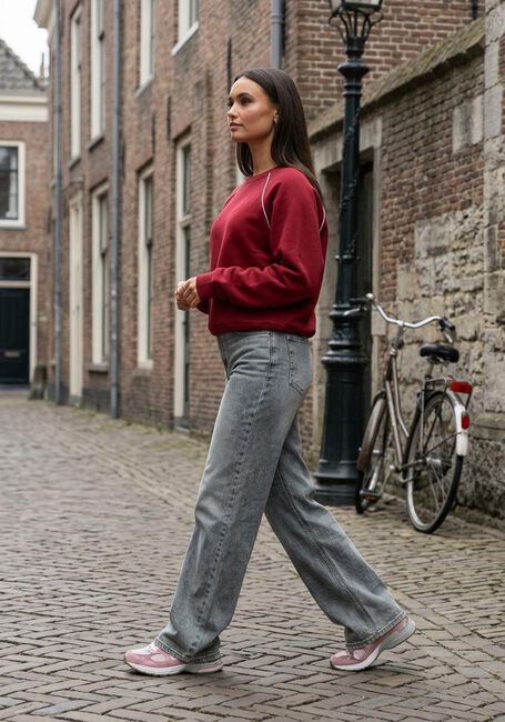 Rote CATWALK JUNKIE Sweatshirt GRAPHIC SWEATER WITH PIPING - large