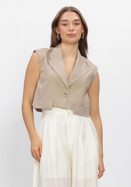 Beige CO'COUTURE Top LEILACC LINEN CROP VEST - large