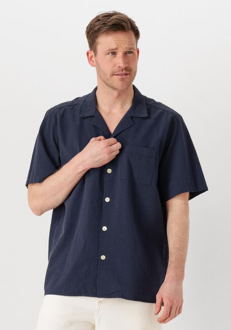 Schwarze FORÉT Casual-Oberhemd HUSH SEERSUCKER SS SHIRT - large