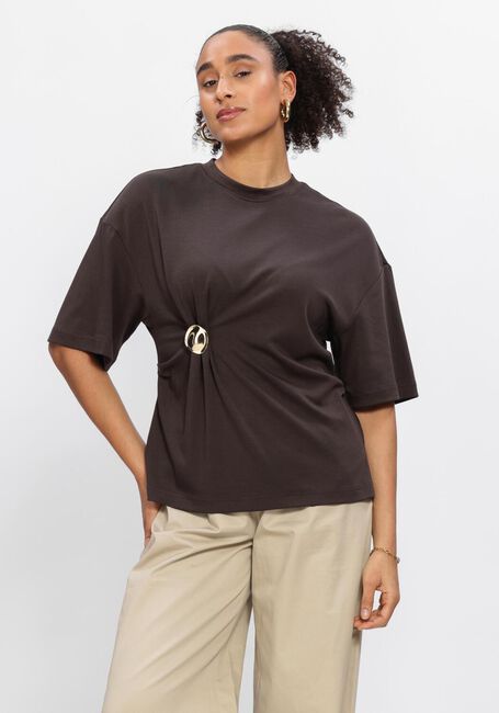 Braune SECOND FEMALE T-shirt ENORA BROOCH TEE - large
