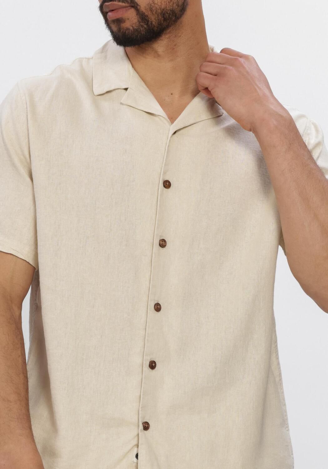 Beige ANERKJENDT Casual-Oberhemd AKLEO COT-LINNEN-VIS S/S SHIRT - large