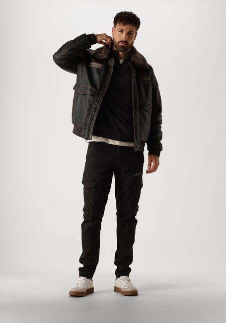 Schwarze PME LEGEND Pullover HALF ZIP COLLAR COTTON MOULINE - large