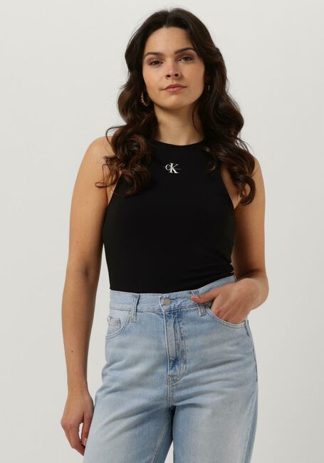 Schwarze CALVIN KLEIN Top MICRO MONOLOGO RACER BACK - large
