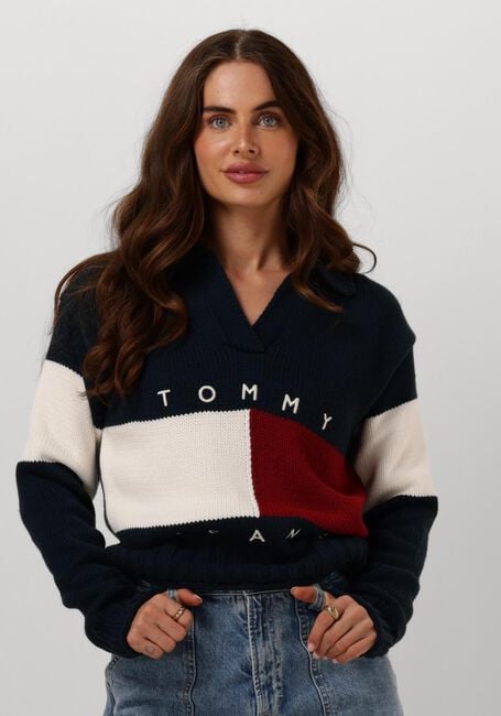 Blaue TOMMY JEANS Pullover TJW RWB FLAG RUGBY SWEATER - large