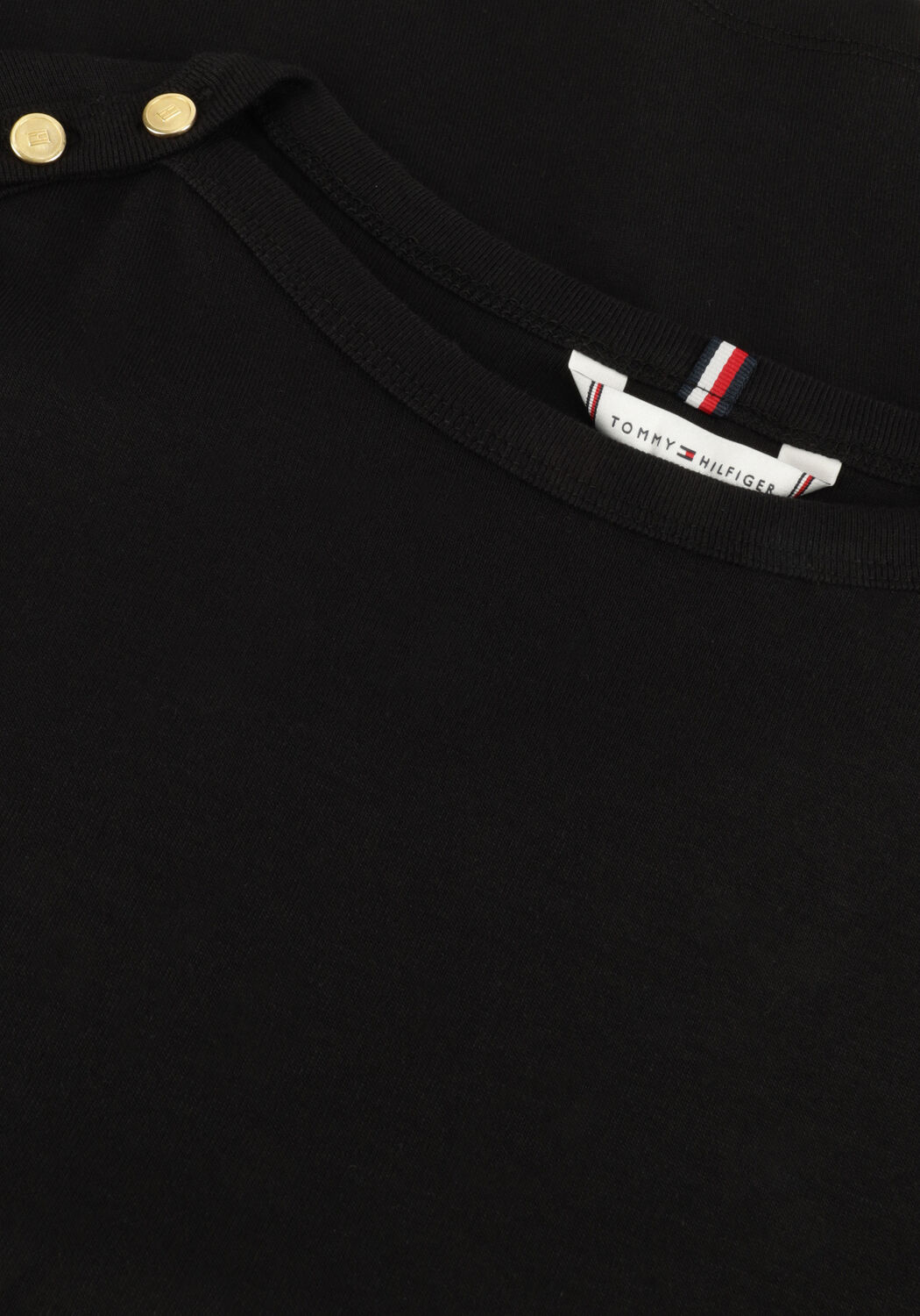 Schwarze TOMMY HILFIGER T-shirt GOLD BUTTON SLIM SS TEE - large