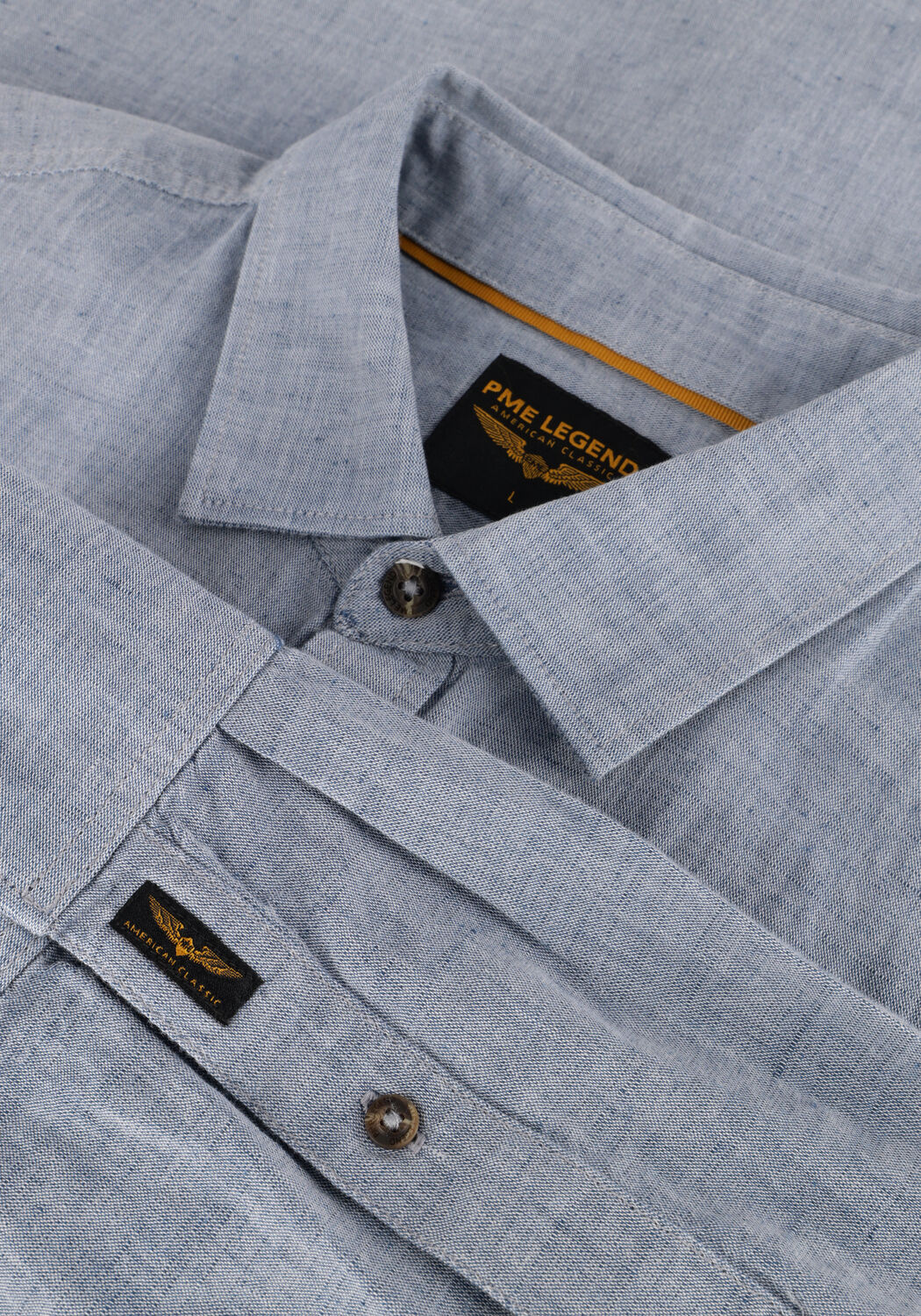 Hellblau PME LEGEND Casual-Oberhemd LONG SLEEVE SHIRT CTN/LINEN - large