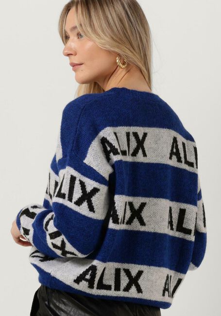 Blaue ALIX THE LABEL Sweatshirt LADIES KNITTED ALIX STRIPE PULLOVER - large