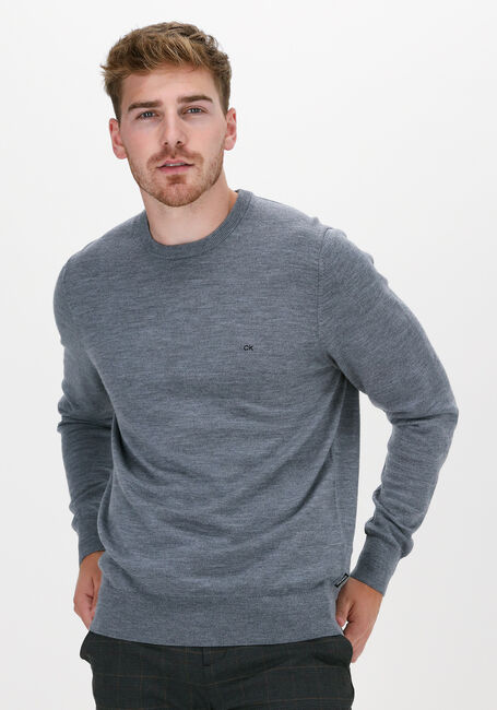 Graue CALVIN KLEIN Pullover SUPERIOR WOOL CREW NECK SWEATE - large