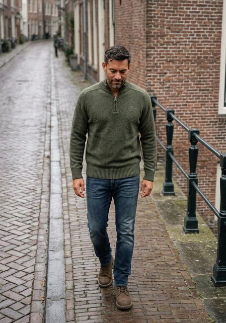 Gr&uuml;ne BARBOUR Pullover GRANGETWON HALF ZIP KNITTED JUMPER - large