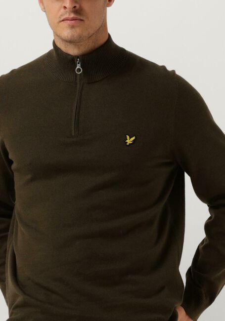 Olive LYLE & SCOTT Pullover COTTON MERINO QUARTER ZIP JUMPER - large