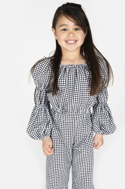 Schwarze Salty Stitch Top BALLON TOP - GINGHAM - large