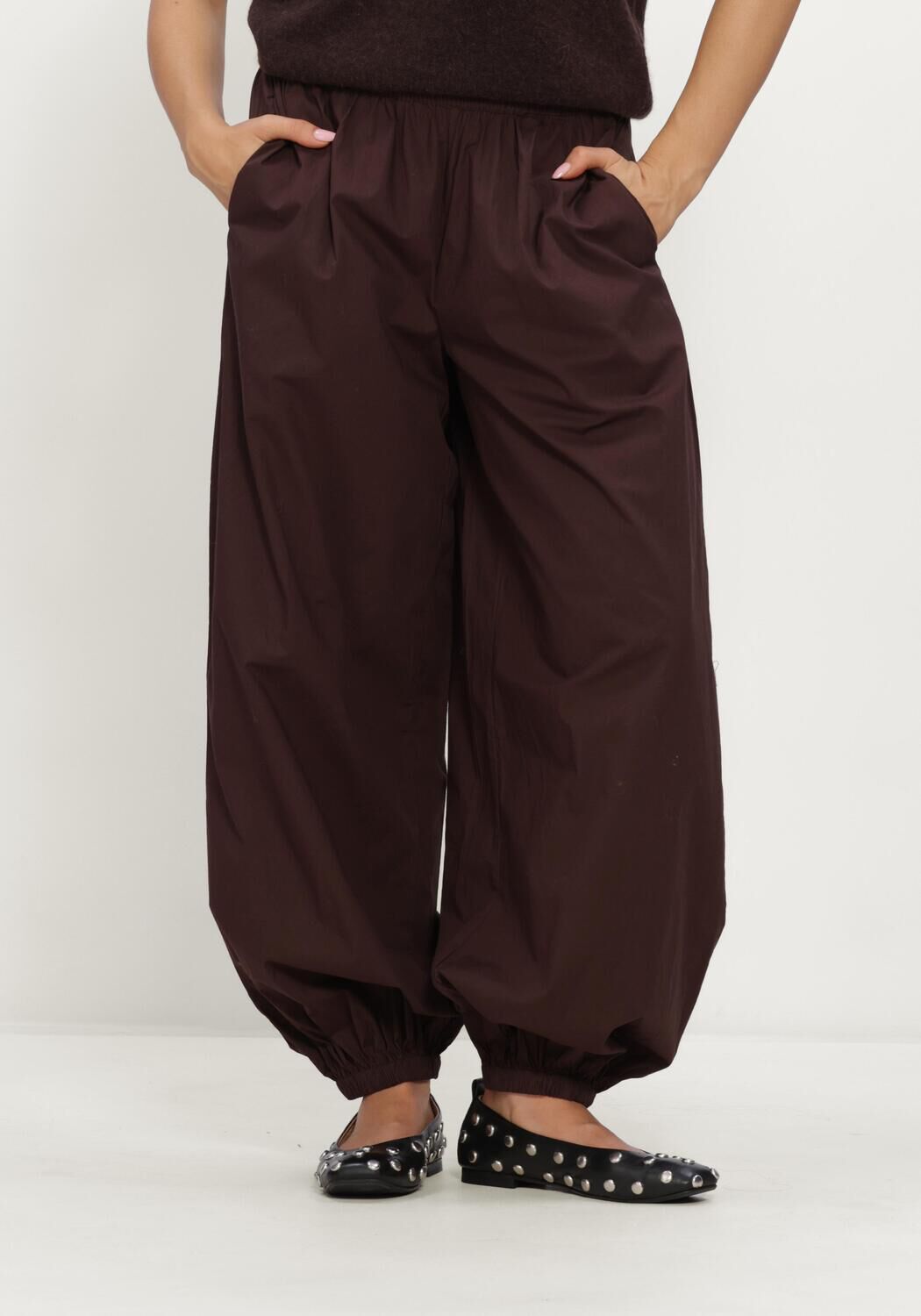 Braune Y.A.S. Weite Hose YASMELVO MW BALLOON PANT - large