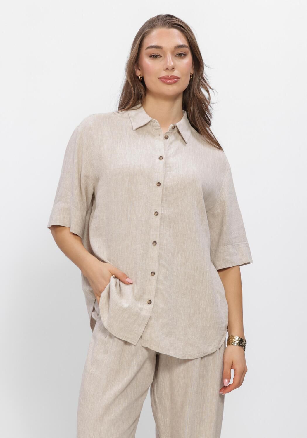 Sand MSCH COPENHAGEN Blusen MSCHVIANA GINIA 3/4 SHIRT - large