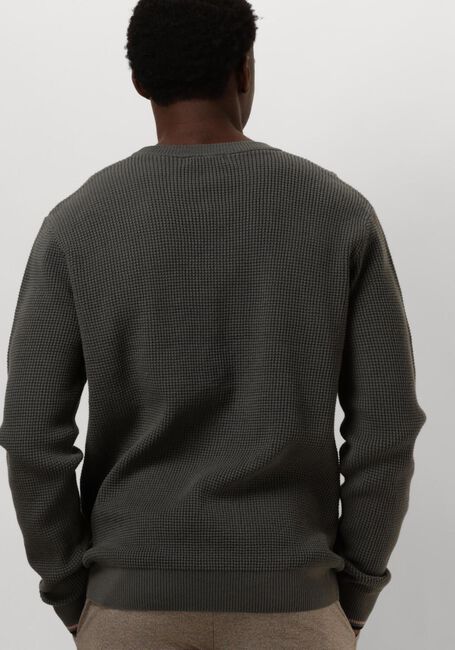 Grüne FRED PERRY Pullover WAFFLE STITCH CREW NECK JUMPER - large