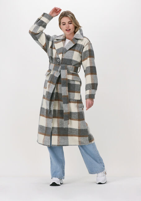 Beige NA-KD Mäntel CHECKED OVERSIZED BELTED COAT - large