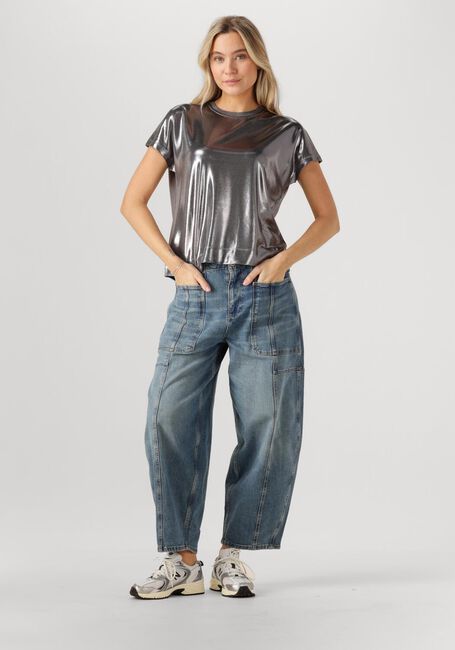 Silberne MOS MOSH Top MMNIVOLA O-NECK METALLIC TEE - large
