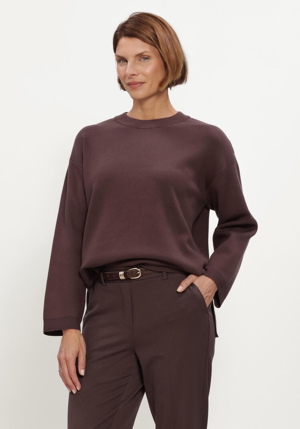 Braune OBJECT Pullover OBJREYNARD L/S LO KNIT PULLOVER NOOS - large