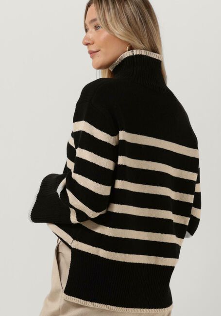 Schwarze NEO NOIR Rollkragenpullover FANNING STRIPE KNIT BLOUSE - large