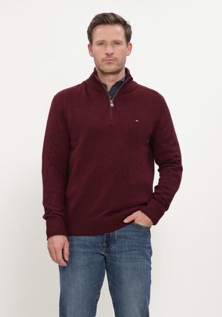 Bordeaux TOMMY HILFIGER Pullover LAMBSWOOL ZIP MOCK - large
