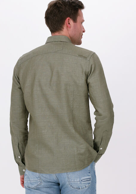 Olive CAST IRON Casual-Oberhemd LONG SLEEVE SHIRT COTTON LINEN DOBBY - large