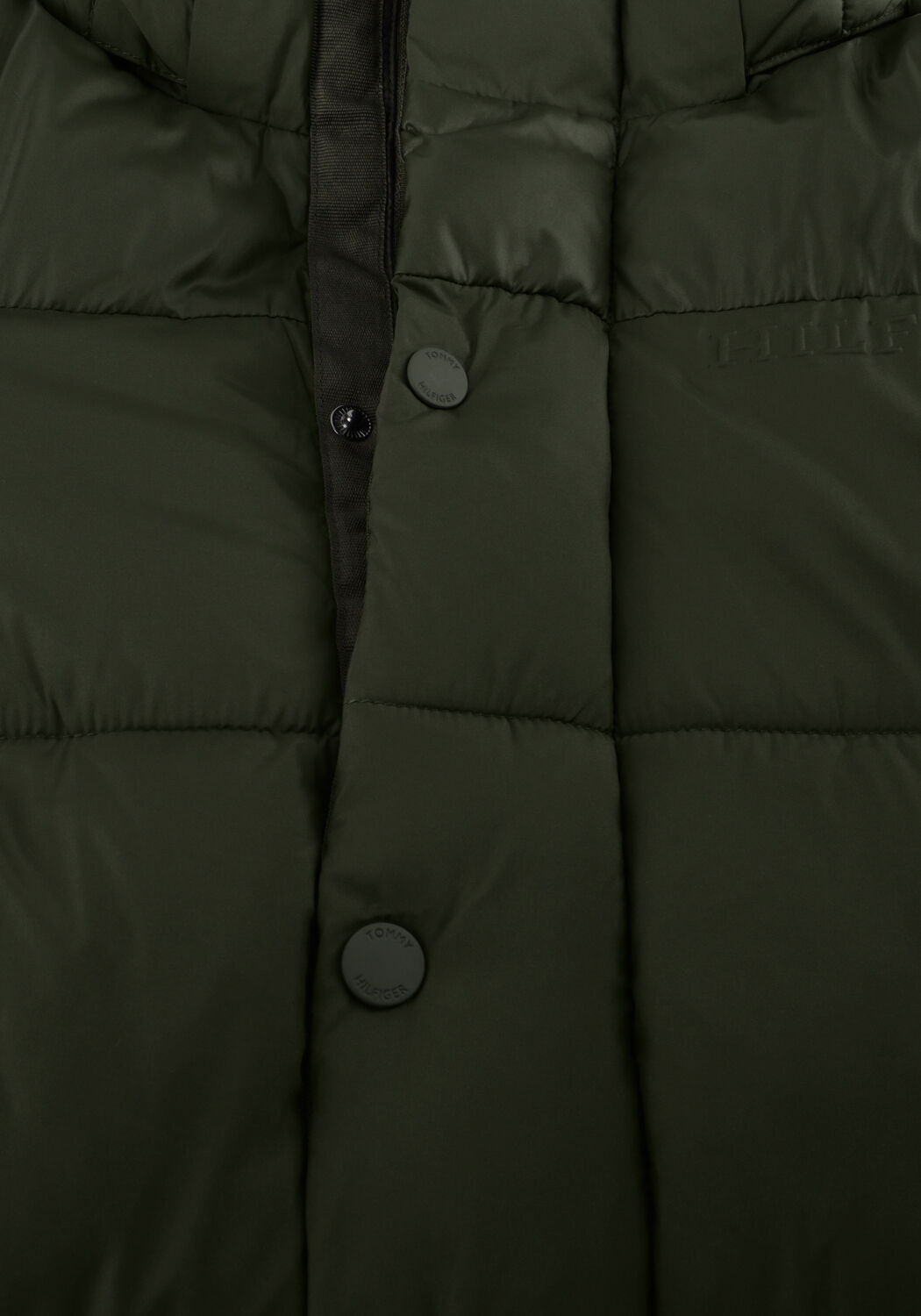 Dunkelgr&uuml;n TOMMY HILFIGER Wattierte Jack MATT AND SHINE EMBOSSED JACKET - large