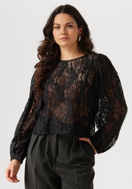 Schwarze OBJECT Top OBJBEVERLY L/S LO TOP - large