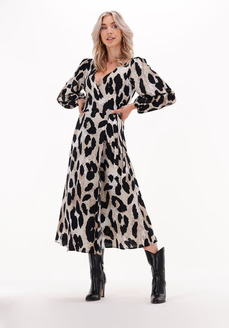 Braune OBJECT Midikleid LEONORA L/S WRAP MIDI DRESS - large